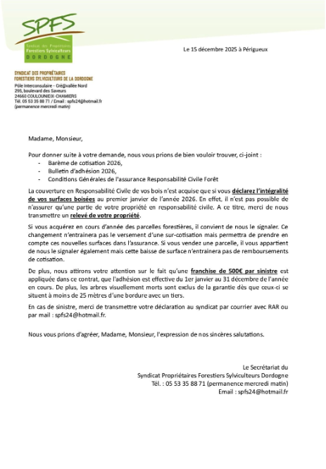 courrier-envoi-dossier-2026 Barème de cotisations 2022